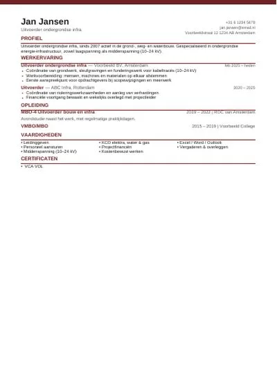 Compact CV design